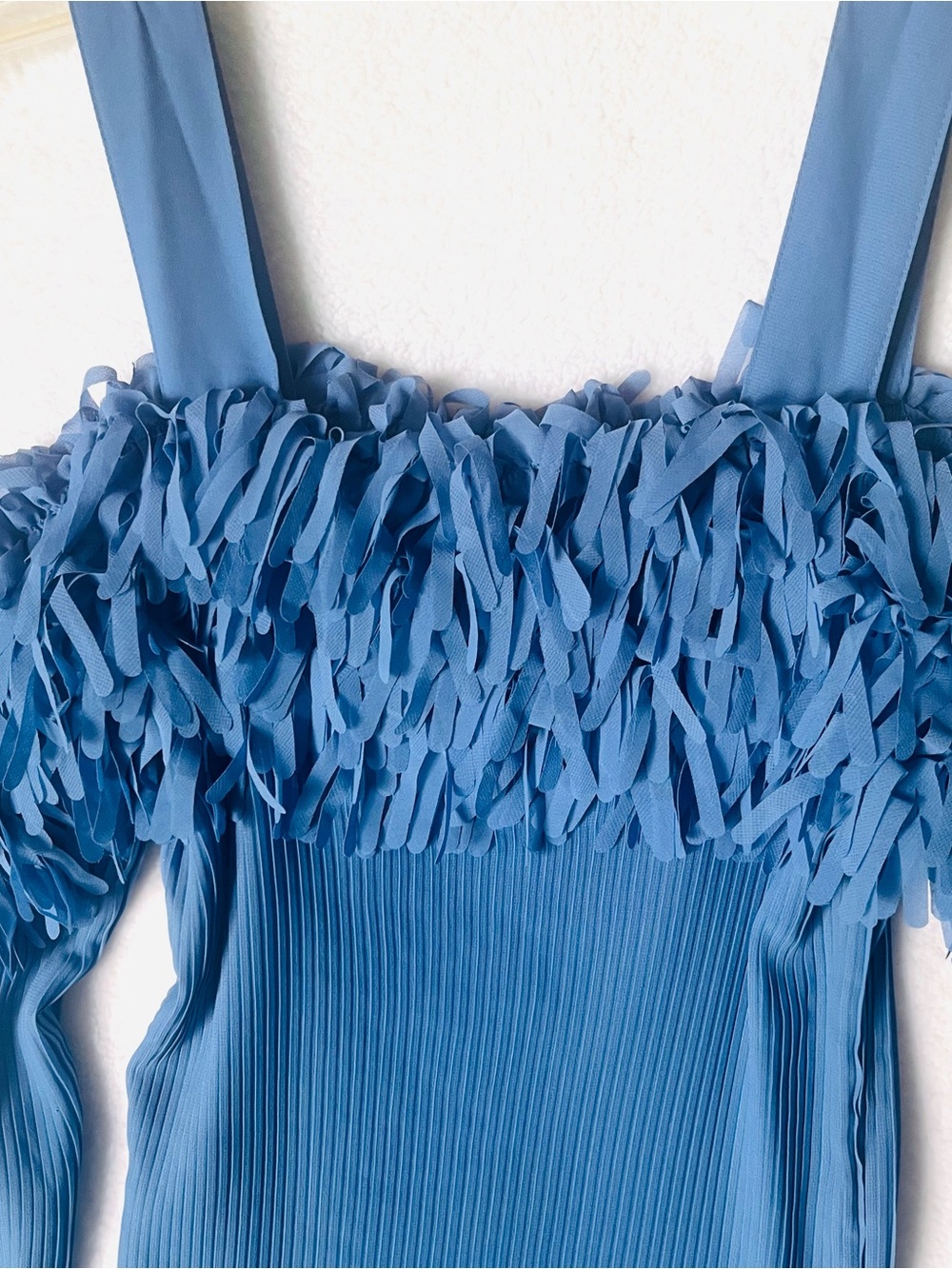 Kaelyn Max II Blue Ruffled Off-Shoulder Ribbed Top XL - Picture 5 of 6